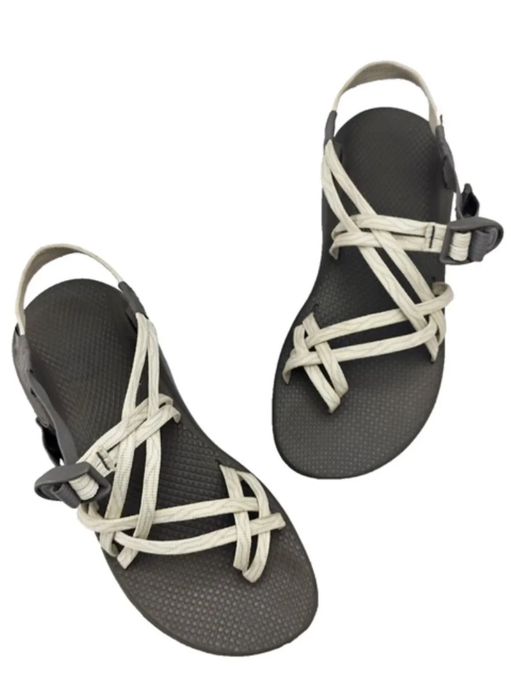 CHACO ZX/2 Cloud Sandals Dual Straps Cushioned Toe Loop Serpent Cream Gray Sz 11